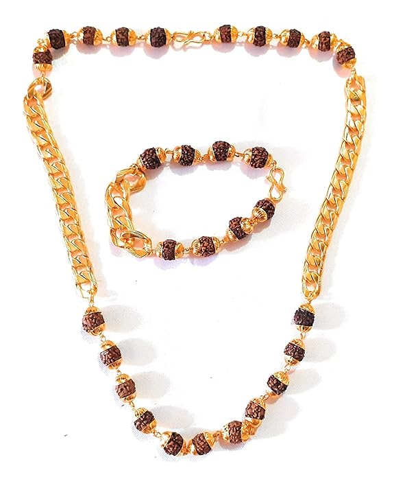 Krushnesh Creations Rudraksha Mala with Bracelet with Chain