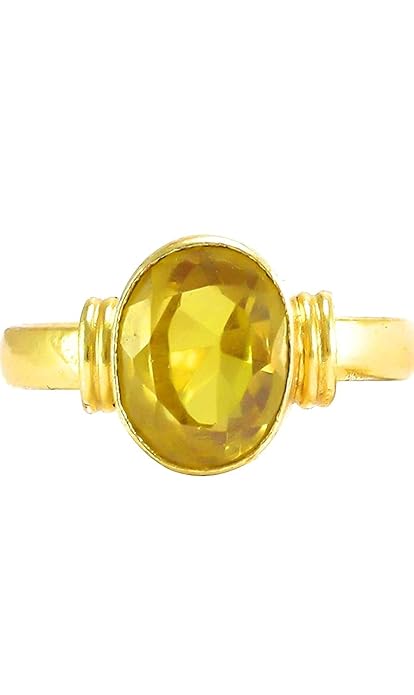 Krushnesh Creations Ashtadhatu Pukhraj Anguthi/Pukraj Ring for Men,Yellow,5 Gm