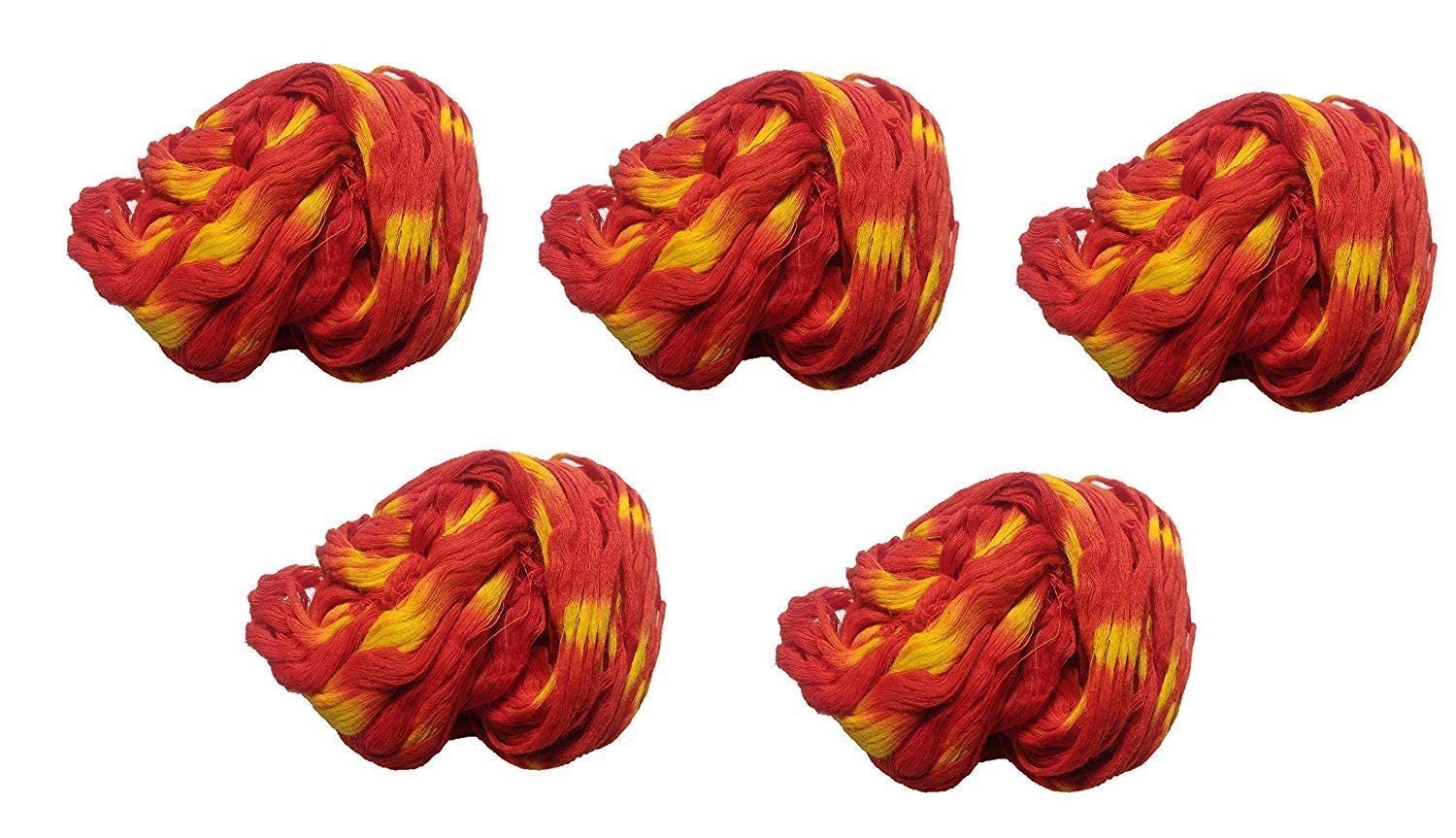 Krushnesh Creations Cotton Kalawa for Pooja I Mauli Dhaga I Red & Yellow I Kalava for hand I Moli I Scared Thread I Pack of 5