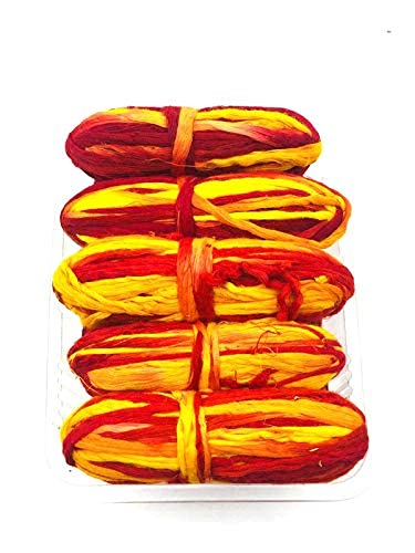Krushnesh Creations Cotton Kalawa for Pooja I Mauli Dhaga I Red & Yellow I Kalava for hand I Moli I Scared Thread I Pack of 5