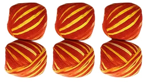 Krushnesh Creations Cotton Kalawa for Pooja I Mauli Dhaga I Red & Yellow I Kalava for hand I Moli I Scared Thread I Pack of 6