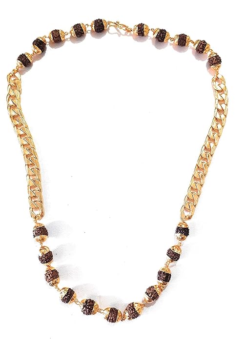 Krushnesh Creations Rudraksha Mala with Moti Chain,Brown