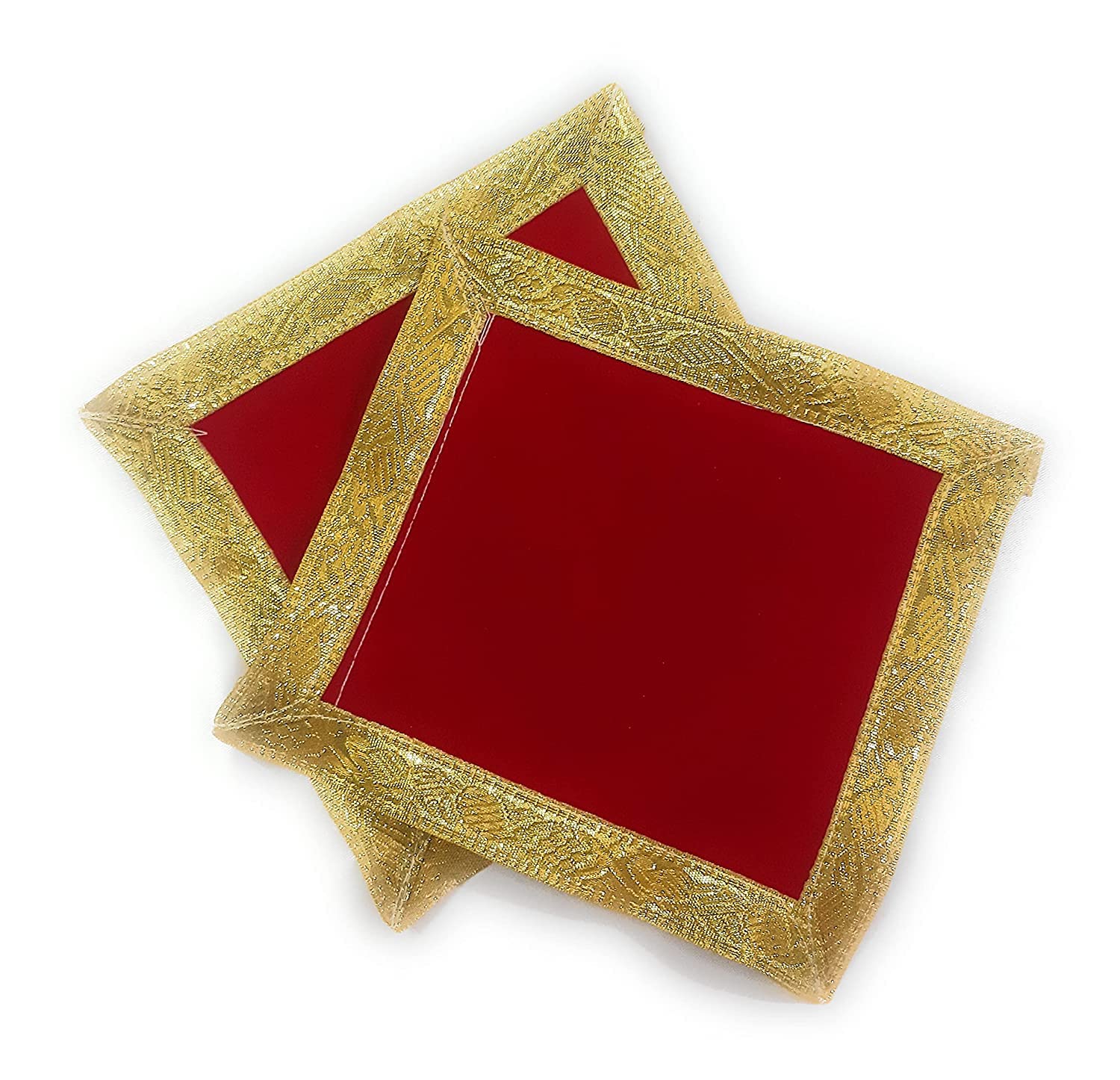 Krushnesh Creations Velvet Aasan,Set of 2,19.5x17 cm