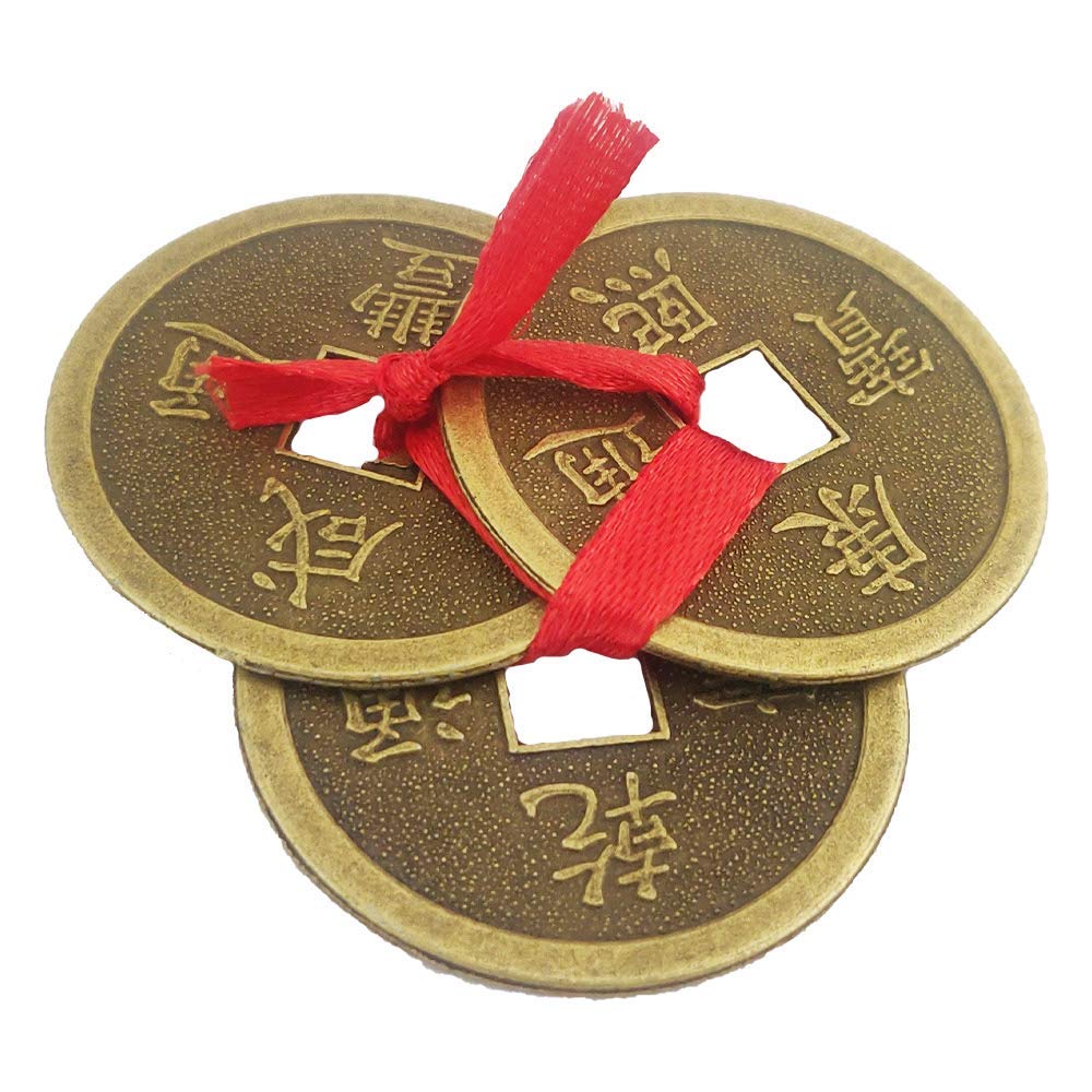 Krushnesh Creations Fengshui Coins Feng Shui Set of 3 Wealth Coins, Size - 2.5 cm