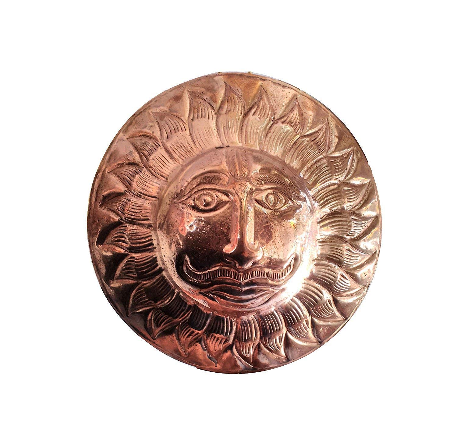 Krushnesh Creations Copper Made Shri Surya Bhagwan (Lord Sun) Wall Hanging puja Idol/Copper Surya Narayan Wall Hanging Idol