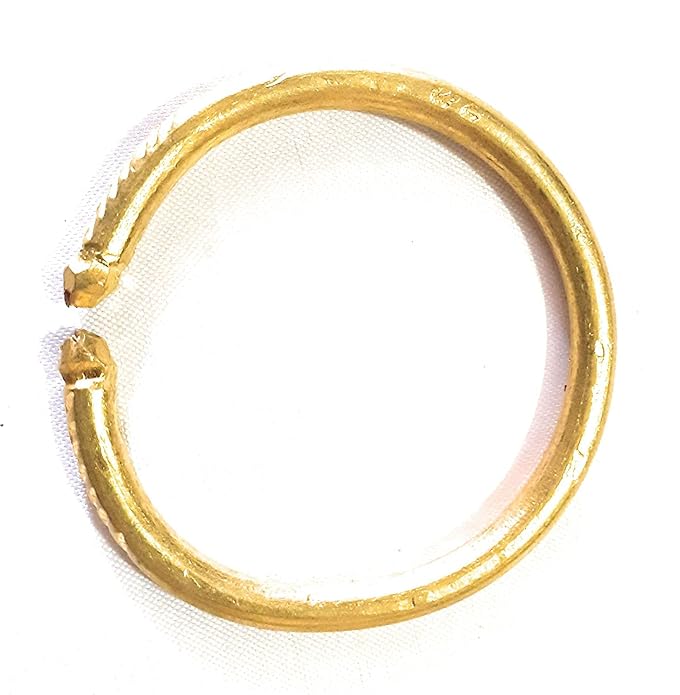 Krushnesh Creations Men's and Women's Pure Thick Brass Kada Bracelet Adjustable Bangle, Health Beneficial, Free Size, Pital Kada (Weight 47 gm), Yellow