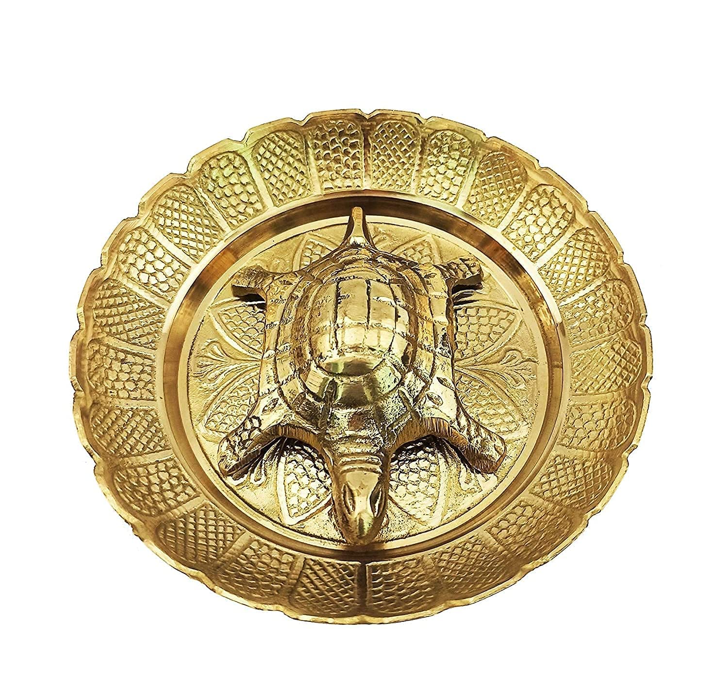 Krushnesh Creations Brass Tortoise with Plate
