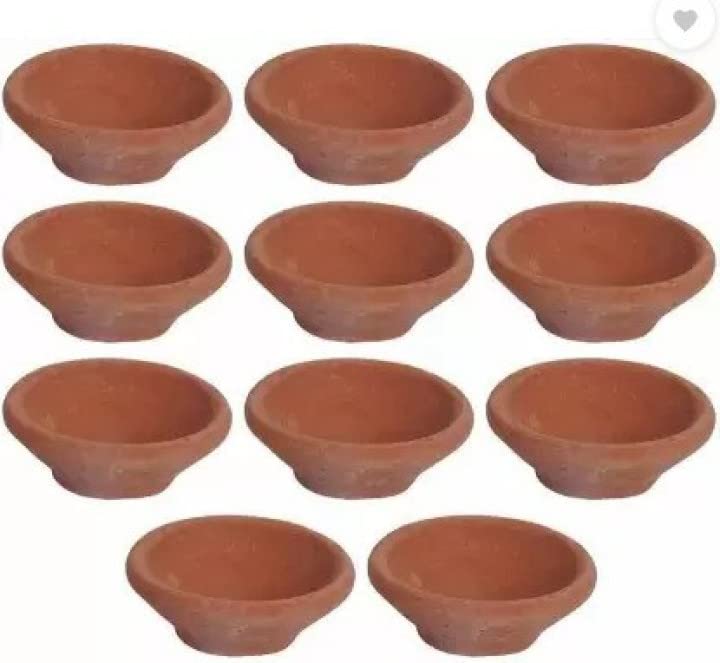 Krushnesh Creations Mitti ke Diye for Diwali Pooja(Set of 11)