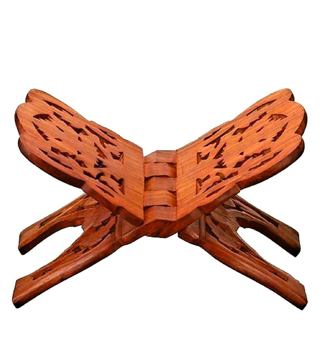 Krushnesh Creations Rehal Wooden Holy Book Stand Book Holder Book Rest for Holy Books Reading 15x30x2 cm Weight-470 Gram, Brown