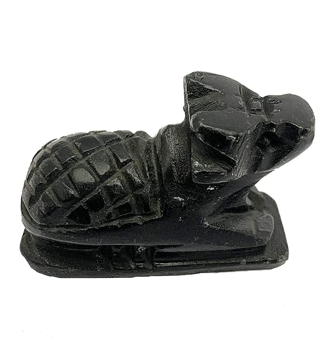 Krushnesh Creations Black Marble Stone Nandi Pindi Black Marble, for Pooja, Marble Nandi Idol-5.5cm