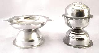Krushnesh Creations Steel Agarbatti Stand and Diya, Steel