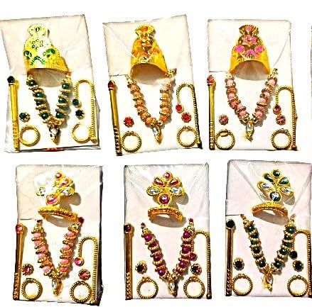 Krushnesh Creations Jwellary for Laddu Gopal (1-2 no.) Set of 6