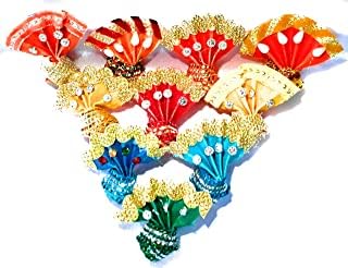 Krushnesh Creations Ladoo Gopal Safa/Pagdi/Mukut(Fit for 3-5 no.laddu Gopal Size,pagdi Diameter-2.5 cm) Set of 6 Pagdi, Multi Color