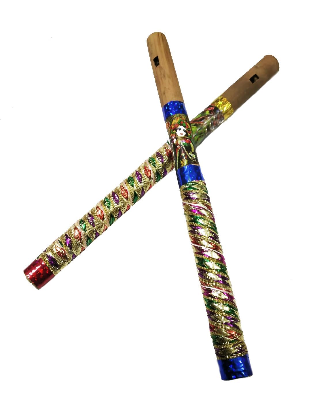 Krushnesh Creations Beautiful Wooden Meena Work Basuri for Kids/bal Gopal bansuri for Janmashtami Fancy Dress(25cm),Multicolour