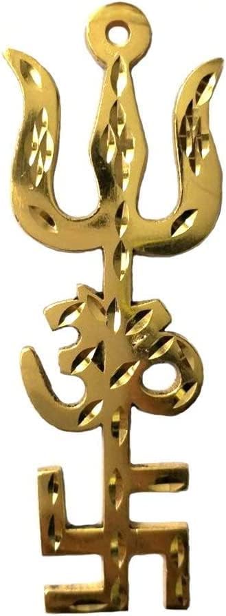 Krushnesh Creations Brass Trishakti Trishul I Yellow I 46 Gm