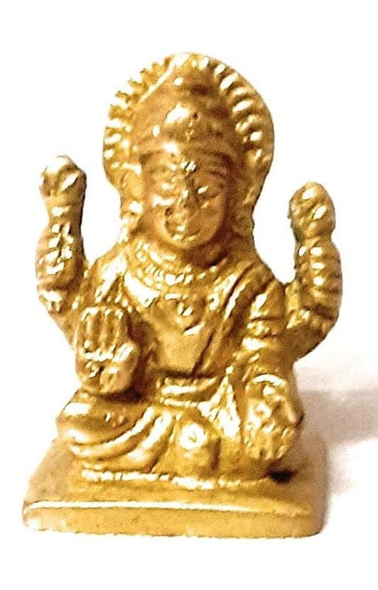 Krushnesh Creations Brass Laxmi Idol Hindu Lakshmi Goddess Statue(Small)