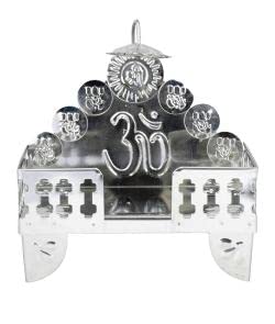 Krushnesh Creations Steel Singhasan for Deities Idol Laddu Gopal Singhasan for Janamashtmi Pooja,Aasan/Stand Seating for Religious Spiritual & All God Idol