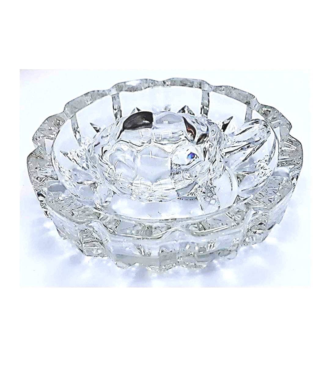 Krushnesh Creations Crystal Turtle Tortoise(80 Gm,9 * 7) with Plate(400 Gm,Diameter-12 cm)(Feng Shui and Vastu)
