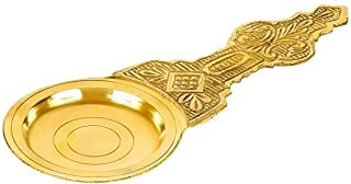 Krushnesh Creations Pure Brass Kapur Dani,Karpoor Burner,Length-12 cm & Weight-50 gm,Yellow