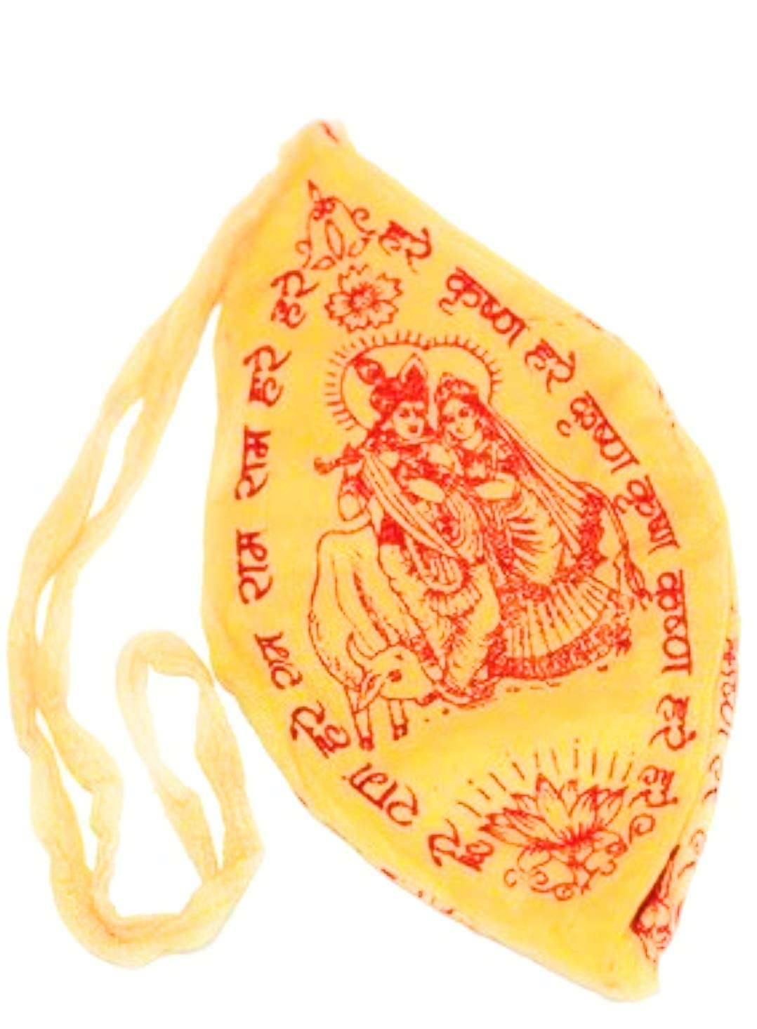 Krushnesh Creations Yellow Radha Krishna Image Jap Bag,Yellow