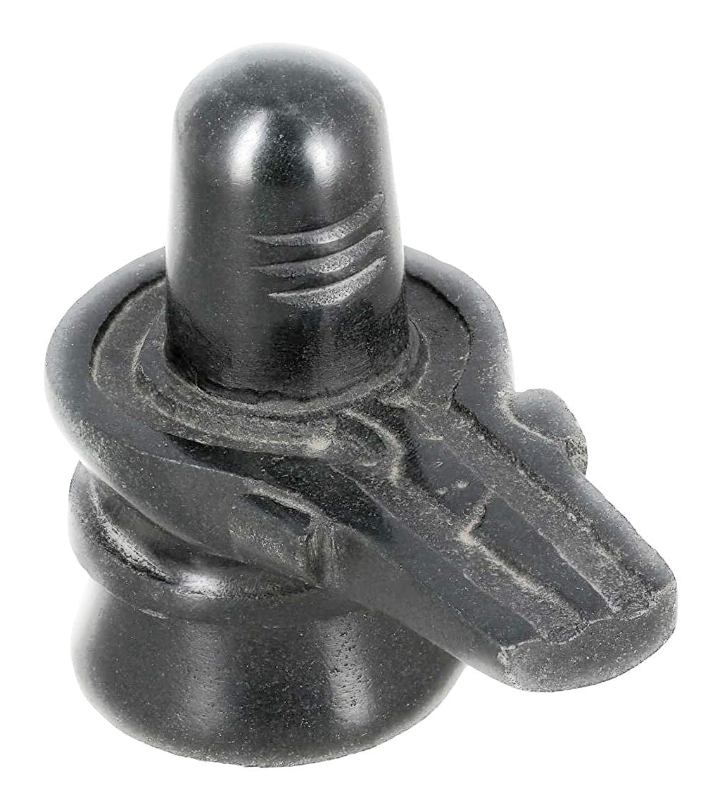 Krushnesh Creations Marble Shivling Idol/Staute for Home Temple,Black,60-70 Gm,LxHxW=6.5x6x3.5 cm