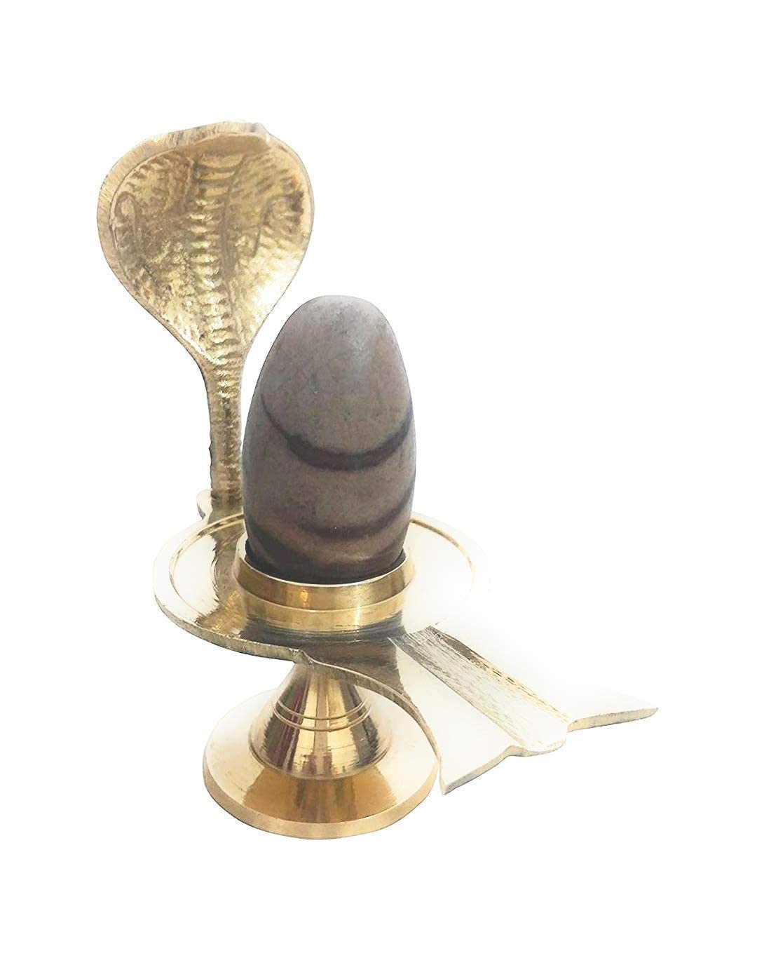 Krushnesh Creations Brass Shivling Statue/Jaladhari & Brass Naag/Snake(Shiva Stone Narmedeshwar Ling 40-50 Gm,Yellow