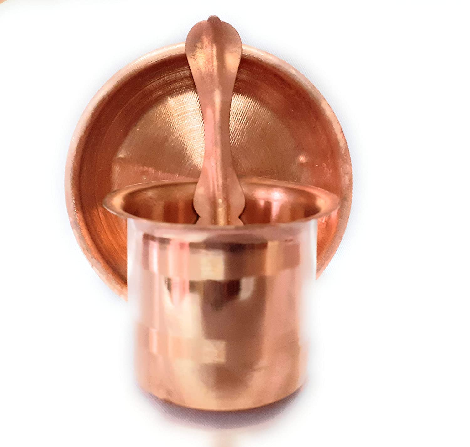 Krushnesh Creations Pure Copper Punch Patra with Plate & Achmani/Pali(Set of 1)