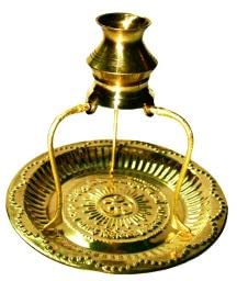 Krushnesh Creations Jaladhari Stand for Shivling with Plate,Brass