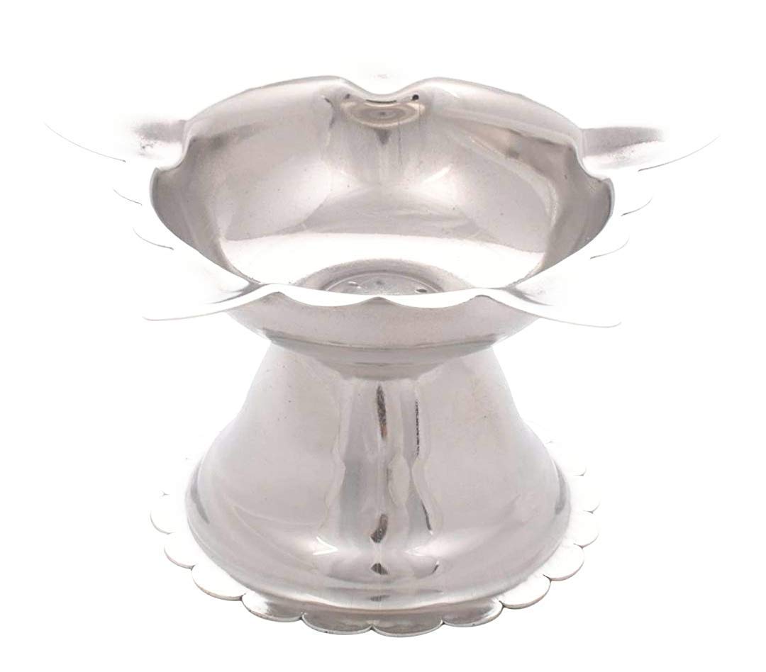 Krushnesh Creations Steel Deepak Diya Oil Lamp for Pooja Aarti,Silver