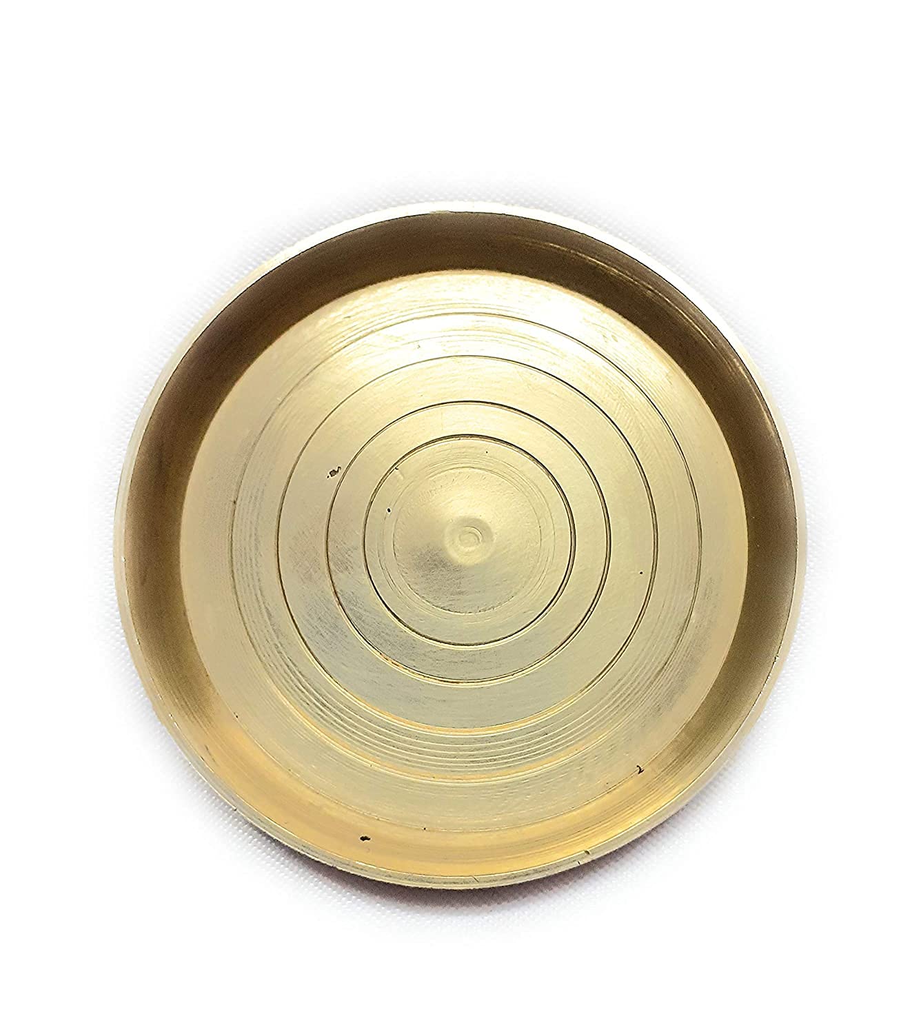 Krushnesh Creations Pure Brass Plate (Small, Yellow, 36 g) 3 inch Diameter