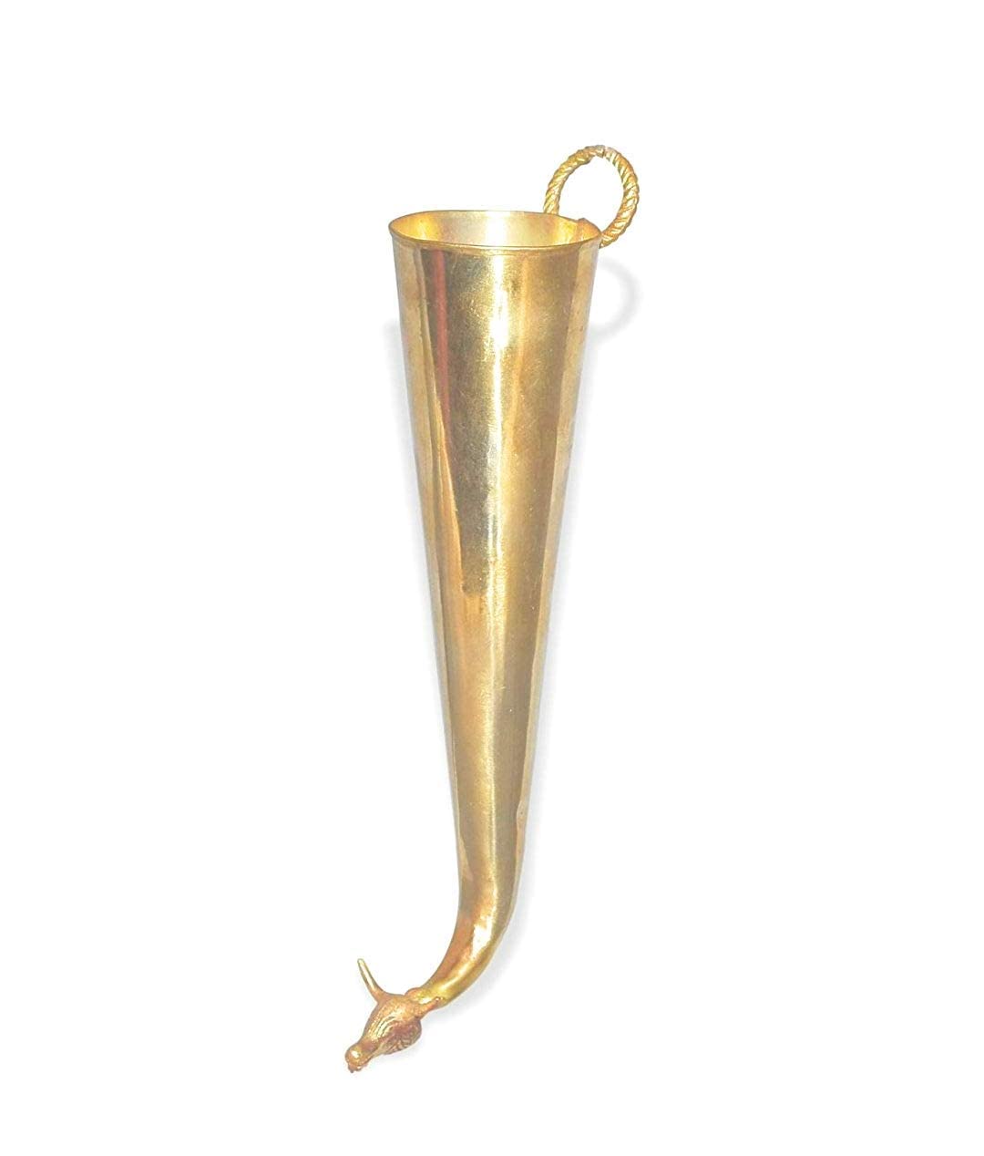 Krushnesh Creations Brass Shringi Brass Gaumukhi Shringi for Abhishek, Height - 19 cm, Diameter - 2.5 cm, Contains 130 ML Water