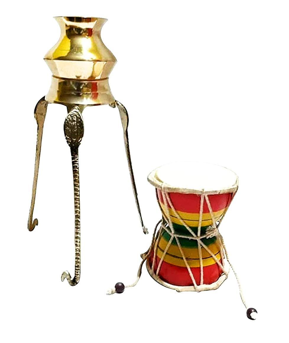 Krushnesh Creations Big Jaladhari for Shivling, Size - Height - 25 CM (10 Inch), Shiv Damru, Size - Height - 10 CM (4 Inch)