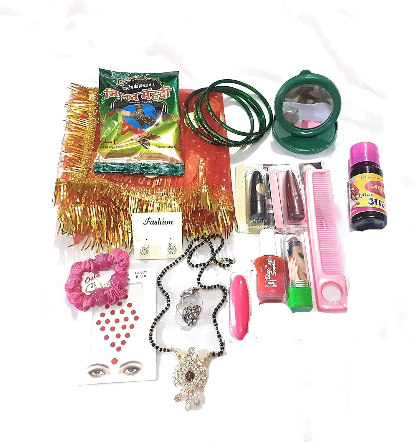 Krushnesh Creations MATA ka Shringar Hartalika Teej Karwa Choth Navratri Pooja Samagri Kit, 16 Items with Aalta
