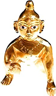 Krushnesh Creations Pure Brass Laddu Gopal Murti Idol (1 No),81-90 Grams,Yellow