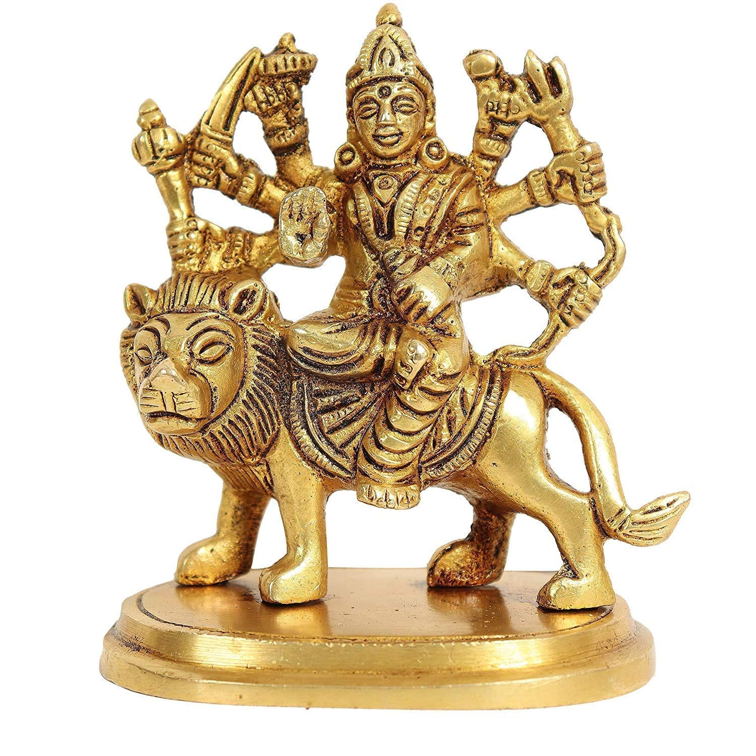Krushnesh Creations Brass Idol of Durga MATA,200 Grams,Yellow