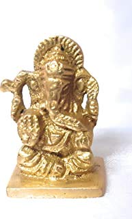 Krushnesh Creations Pure Brass Ganesh Idol, 47 Grams,Yellow