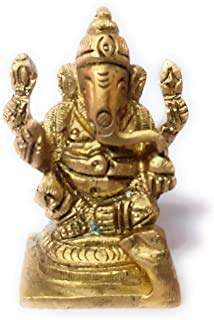 Krushnesh Creations Pure Brass Ganesh Idol, Brass Ganesh Bhagwan Idol Ganesha Statue Ganpati Murti for Home Entrance Decor Diwali Gift Ganesha