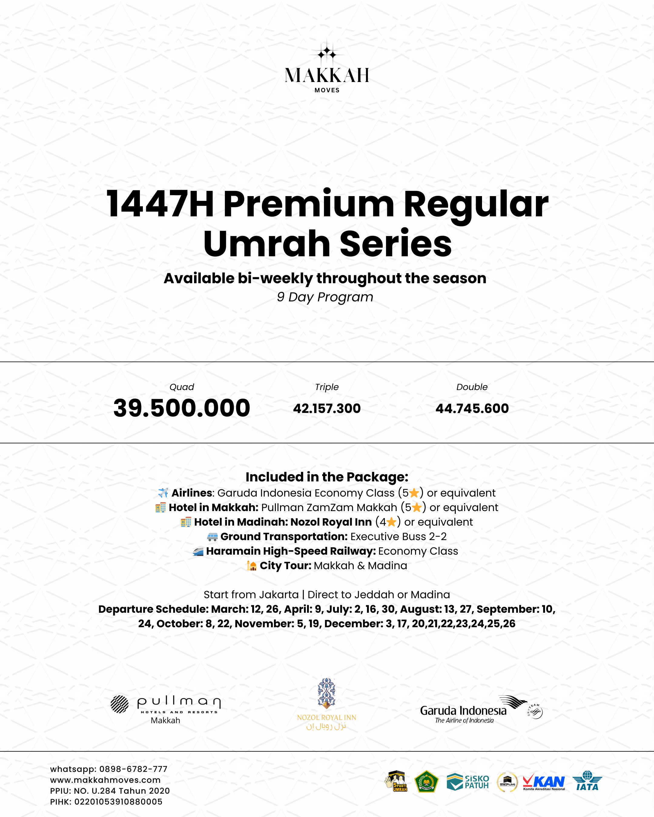 1447H Premium Regular Umrah Series 9D