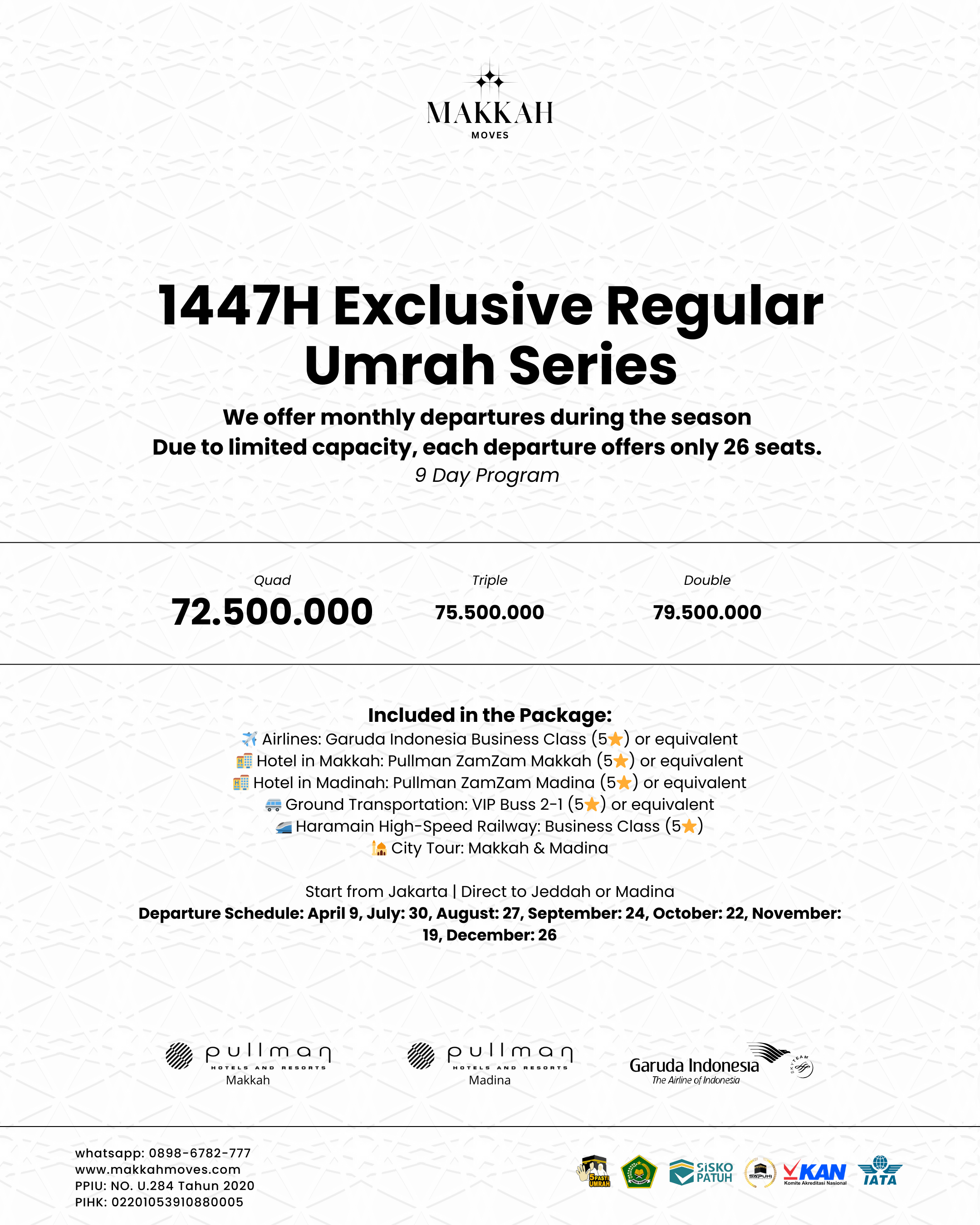 Exclusive Regular Umrah 9D 1447H (Business Series)