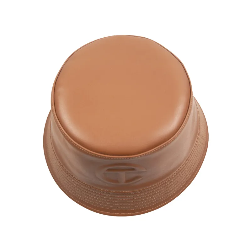 Brown Leather Bucket Hat