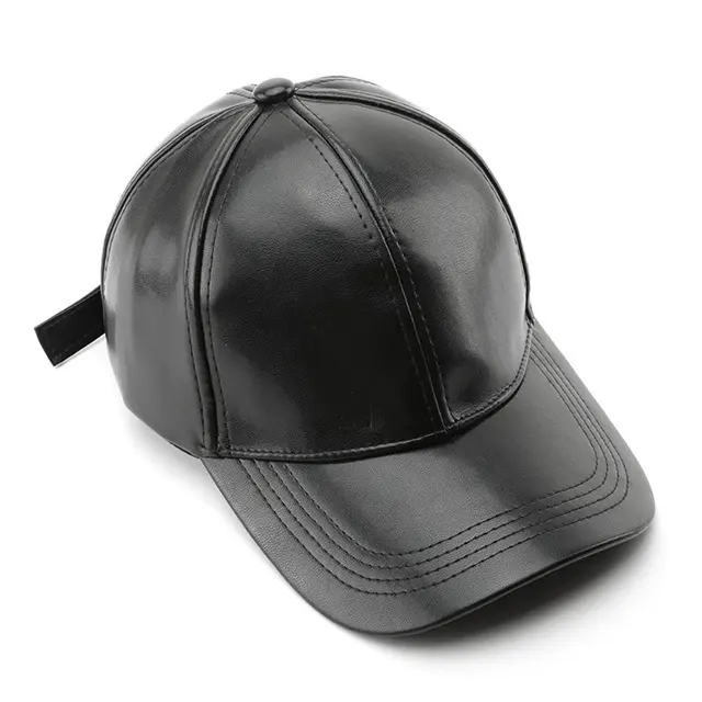 Black Leather Baseball Cap