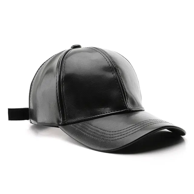Black Leather Baseball Cap