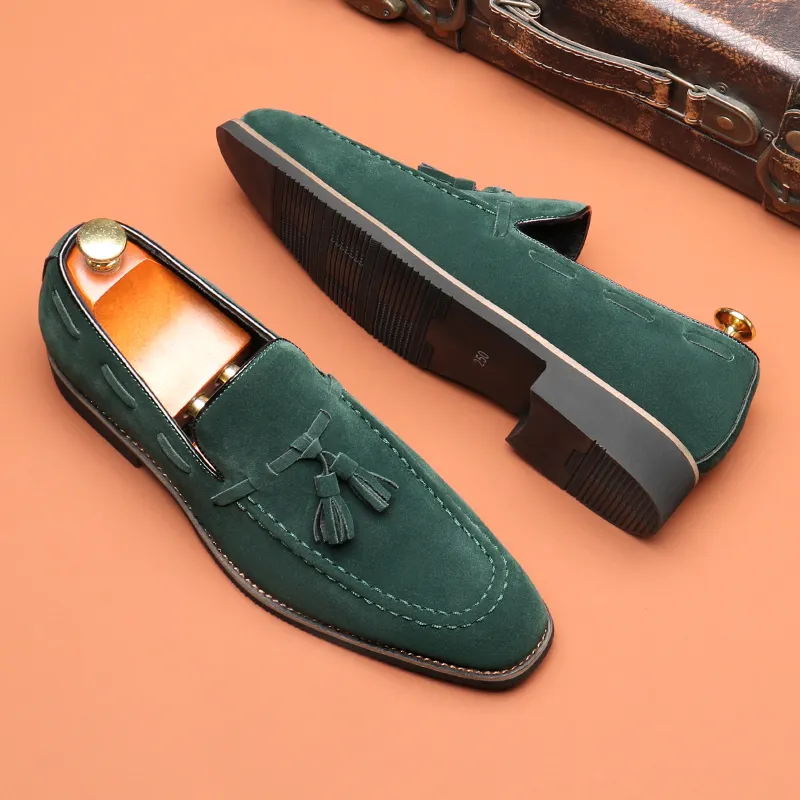 Green Suede Loafers