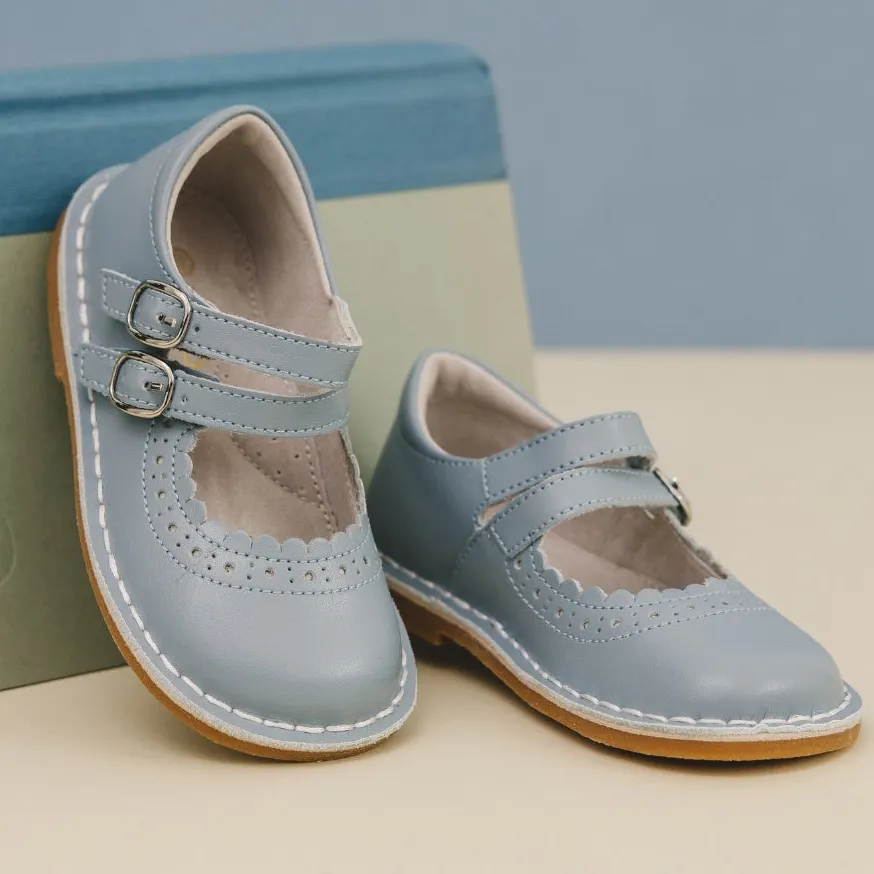 Light Blue Children's Leather Shoes