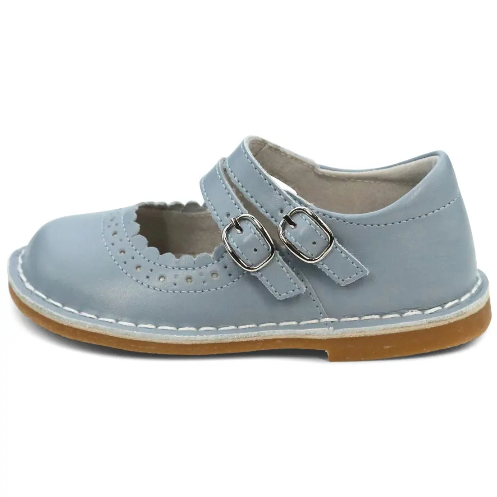 Light Blue Children's Leather Shoes