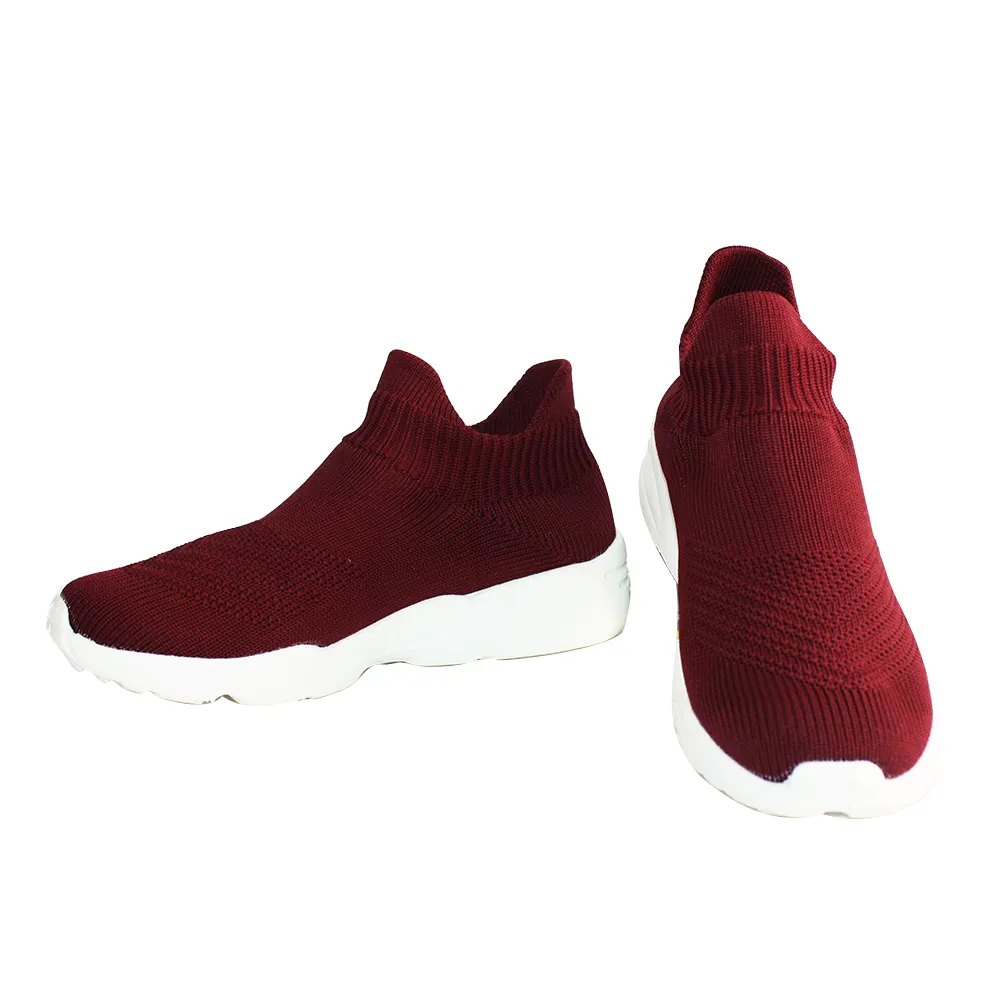 Maroon Knit Sneakers
