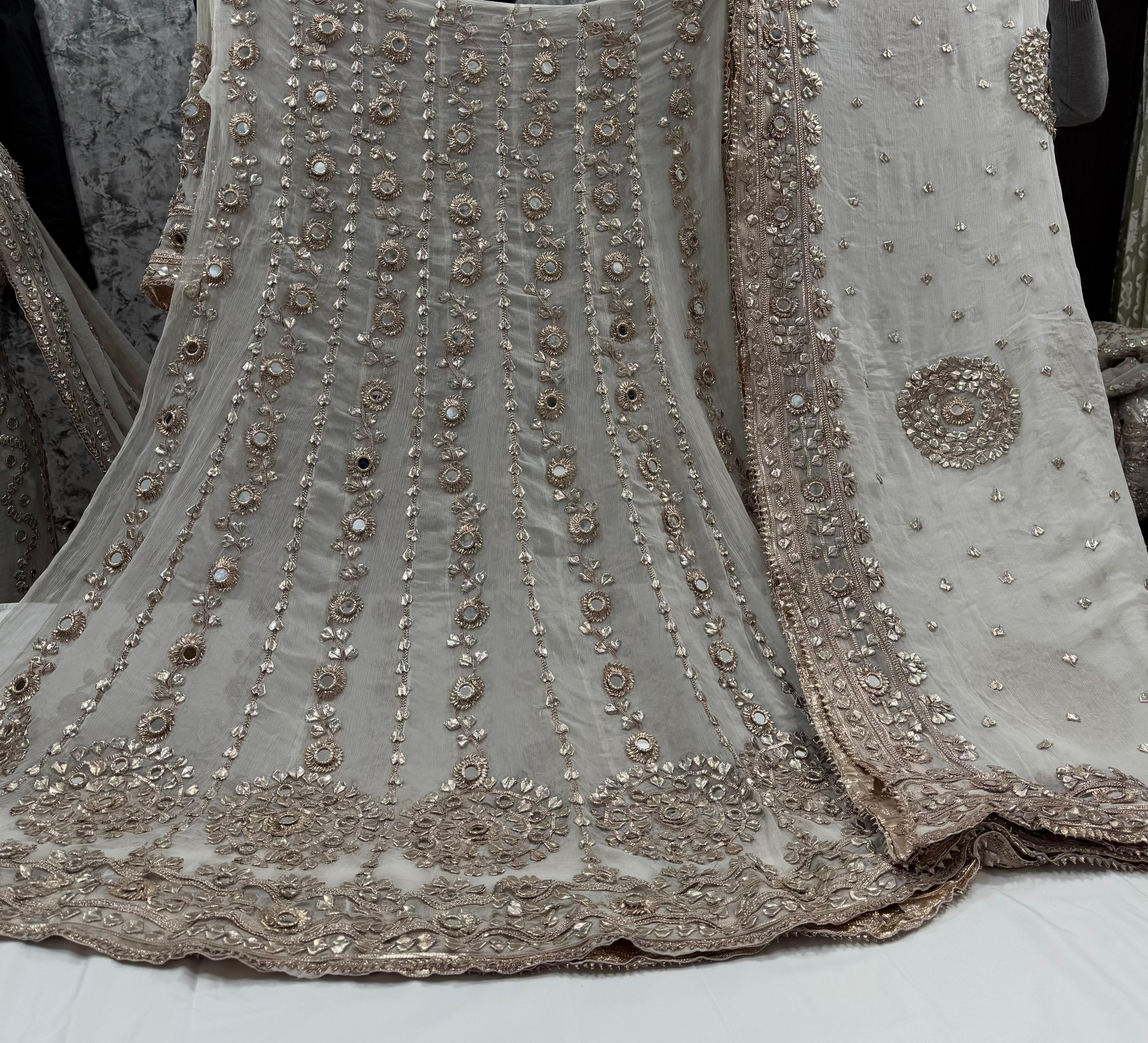 Beautiful antique handwork Gota work frock collection   2pc set Anarkali frock and dobatta