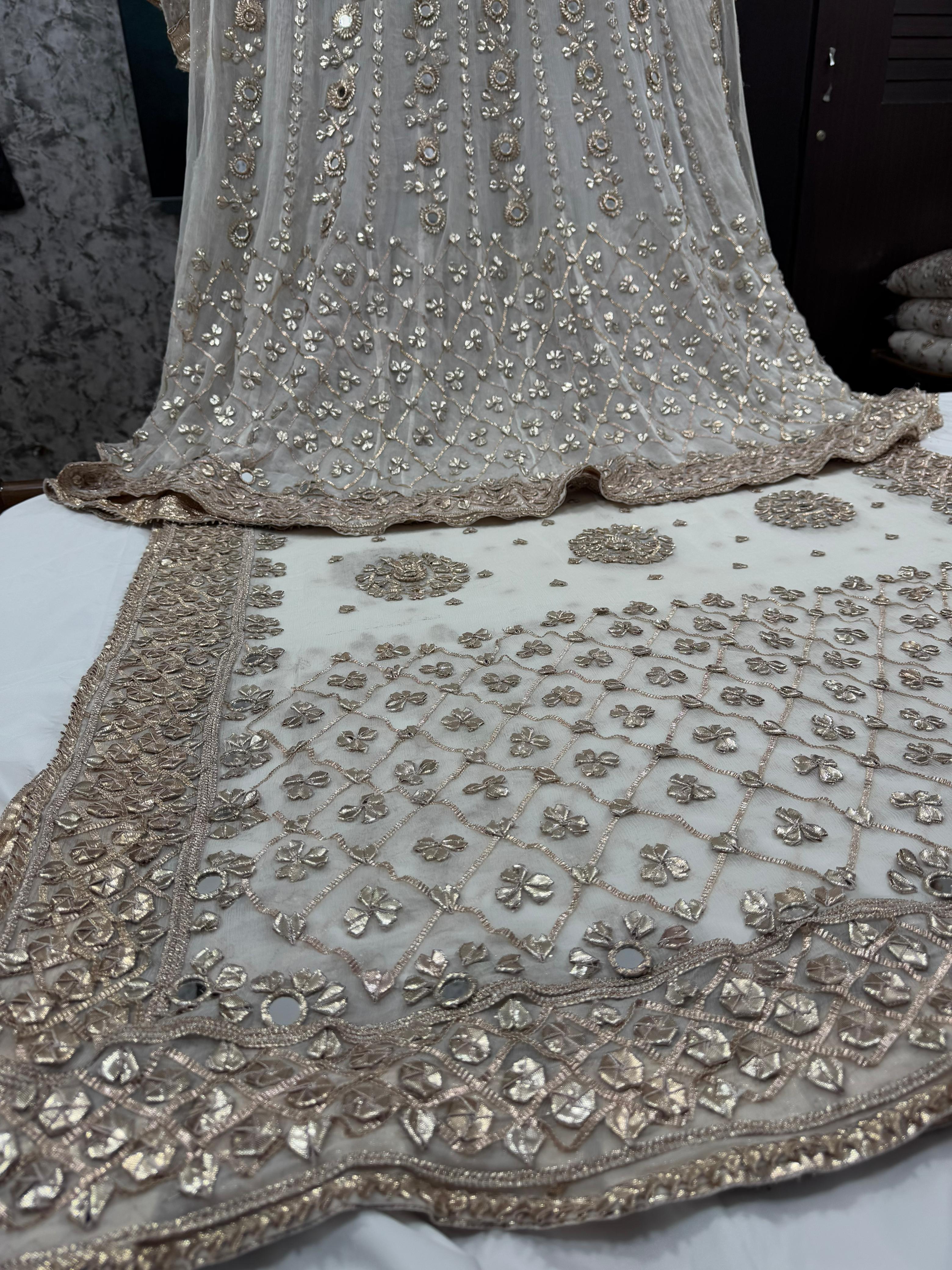 Beautiful antique handwork Gota work frock collection   2pc set Anarkali frock and dobatta