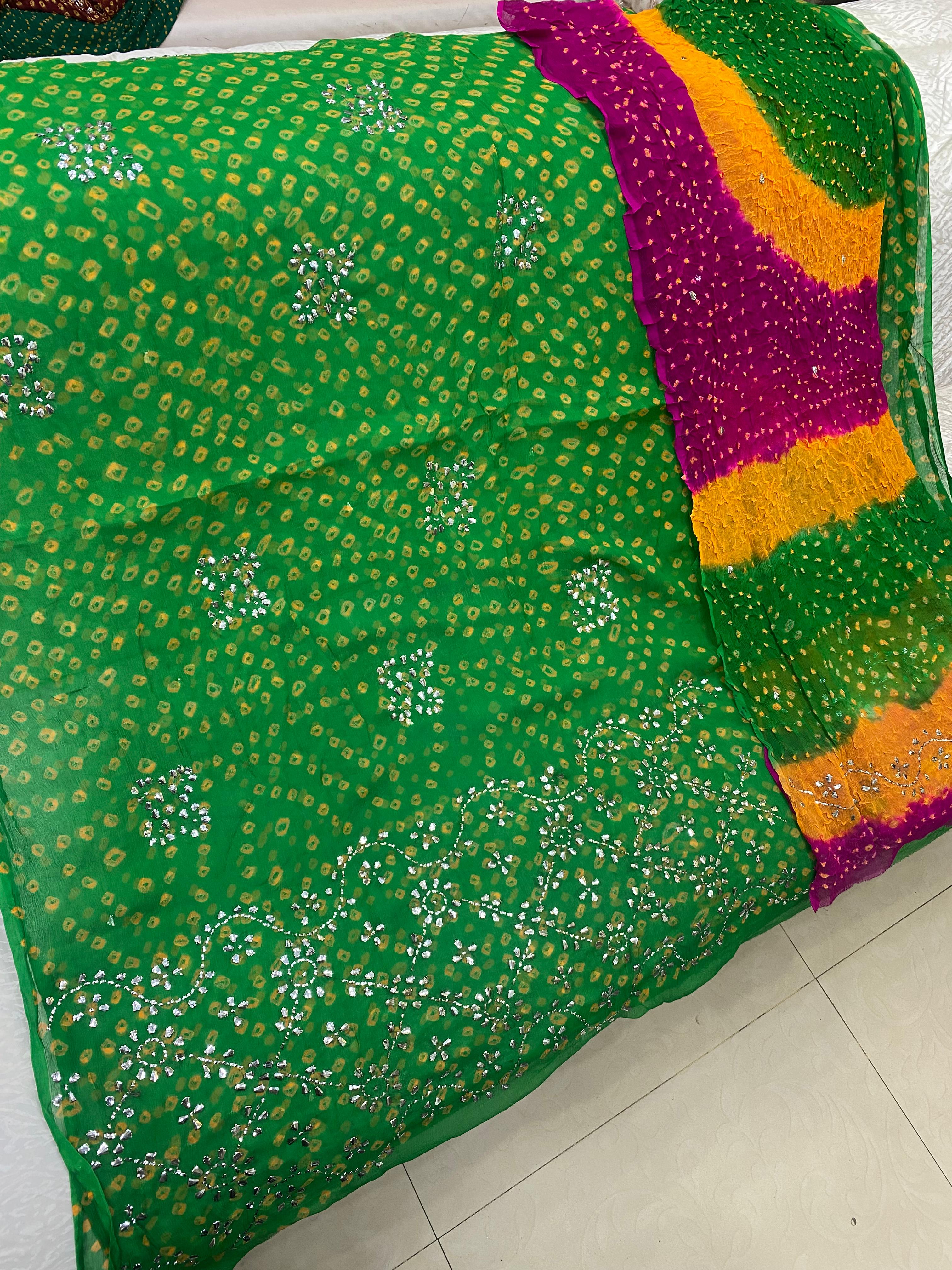  chunri mukesh shirt and dupta fabric pure China crinkle chiffon