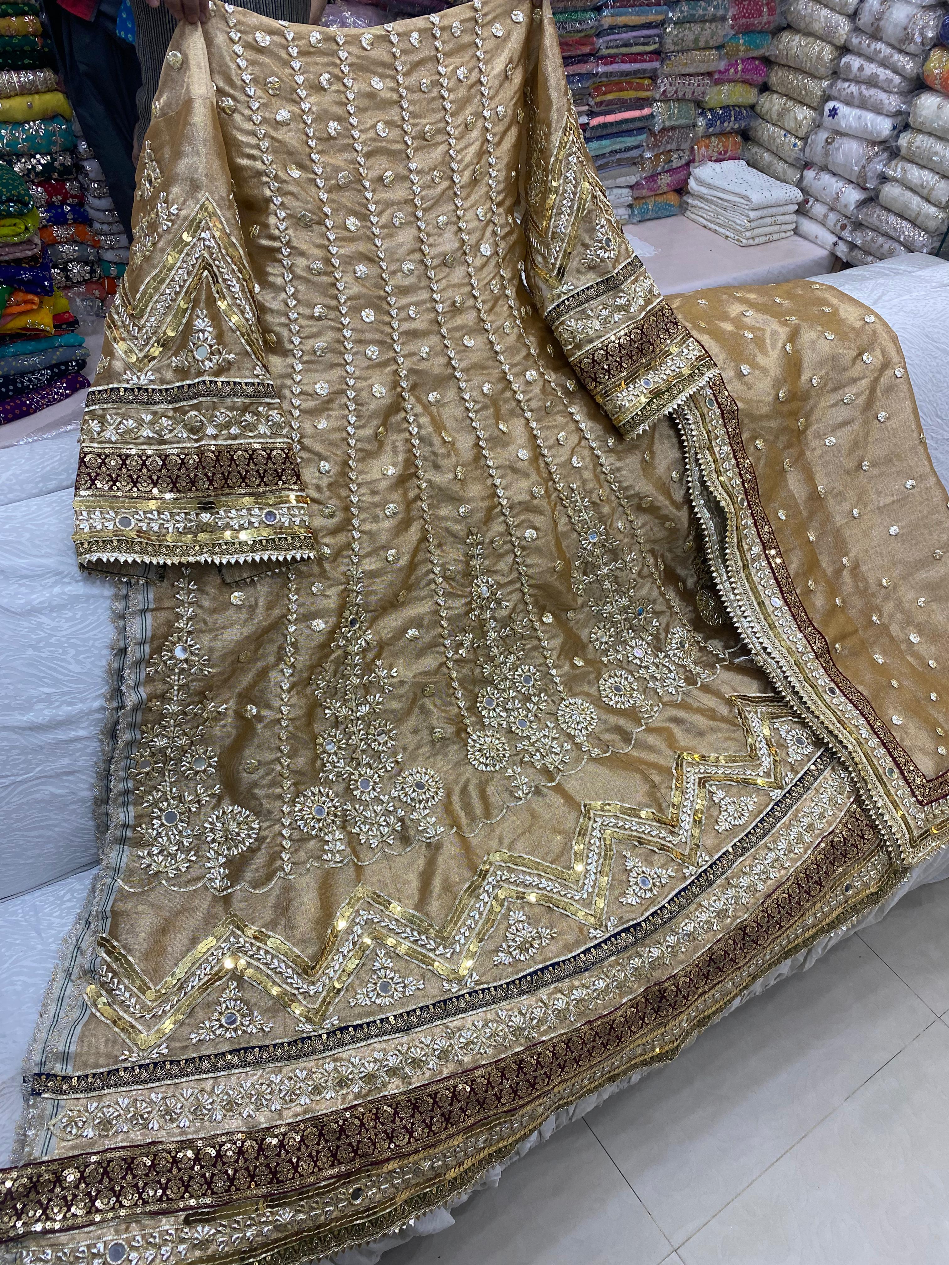 chunri mukesh shirt and dupta fabric pure China crinkle chiffon 
